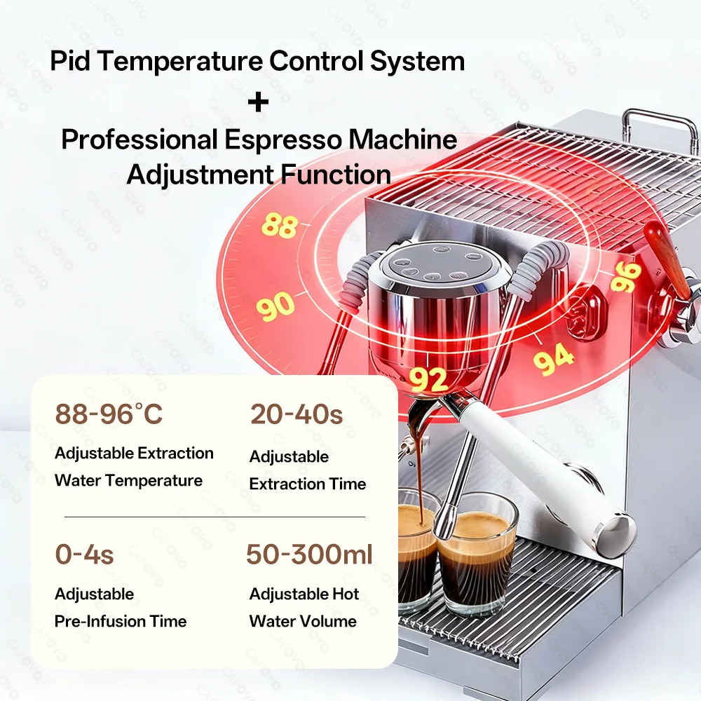 CAFOVO E120 9바 상업용 듀얼 보일러 에스프레소 머신 ULKA 펌프 OPV 시스템 OLED 디스플레이 카페 커피 메이커 220V