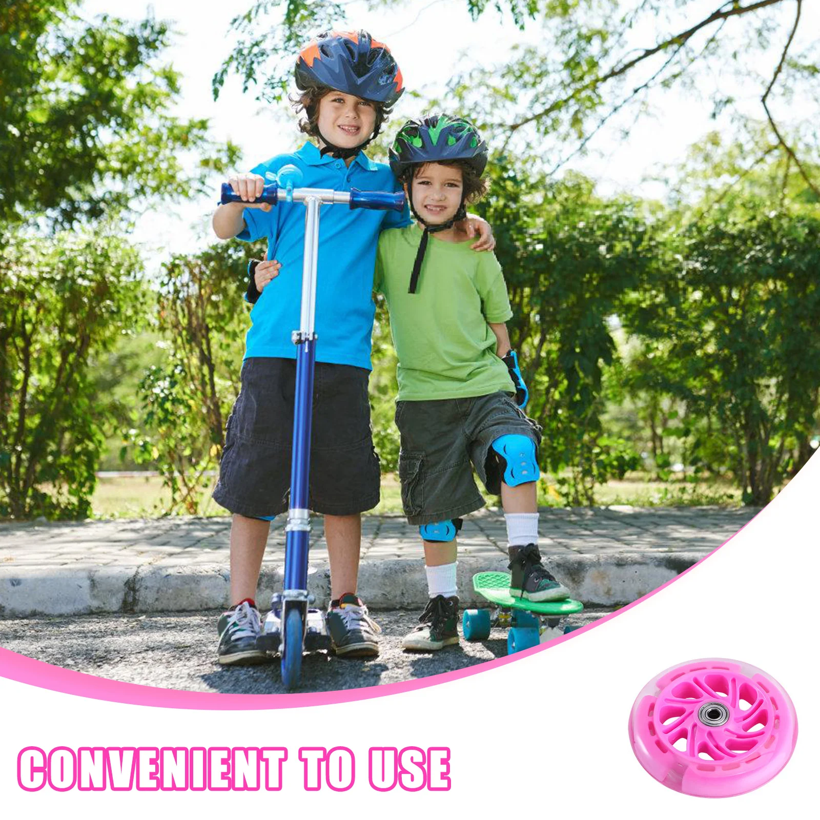 2 قطعة أجزاء عجلة وامض عالية المرونة Pu سكوتر عجلات ارتداء مقاومة للطرق المربعات الشوارع الخرسانية تضيء سكوتر #5