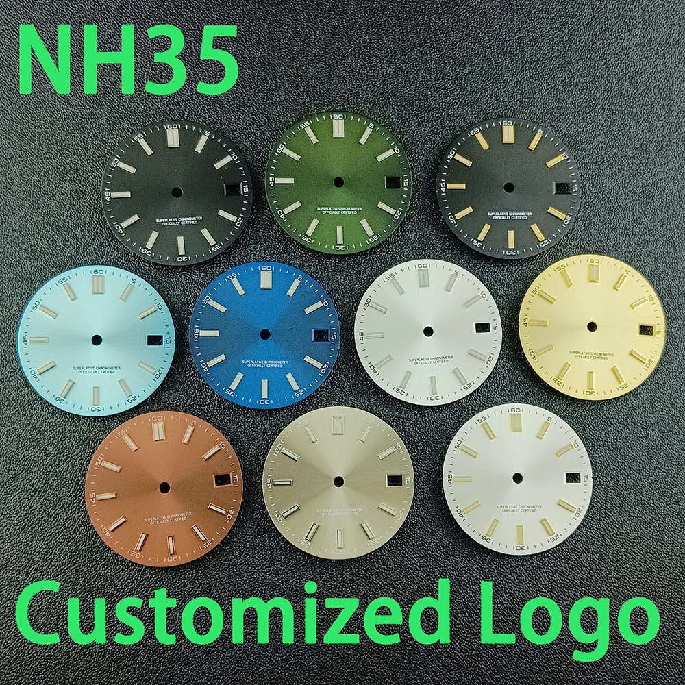 

28.5mm watch dial custom logo men's watch blue luminous dial suitable for NH35 movement watch accessories
