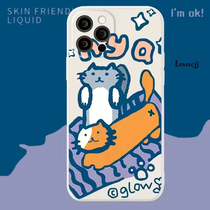 Lmmcjj INS Cute Cat Phone Case For Samsung Galaxy S23 Plus A52 A54 A53 A14 A13 A32 A31 A23 S22 Ultra S21 FE Silicone Phone Cover