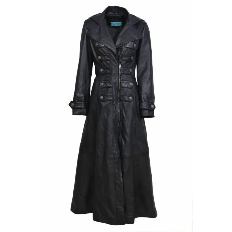 Handmade Design of Windbreaker Brand New Women's Black Leather Pure Coat European and American Fashion Trend