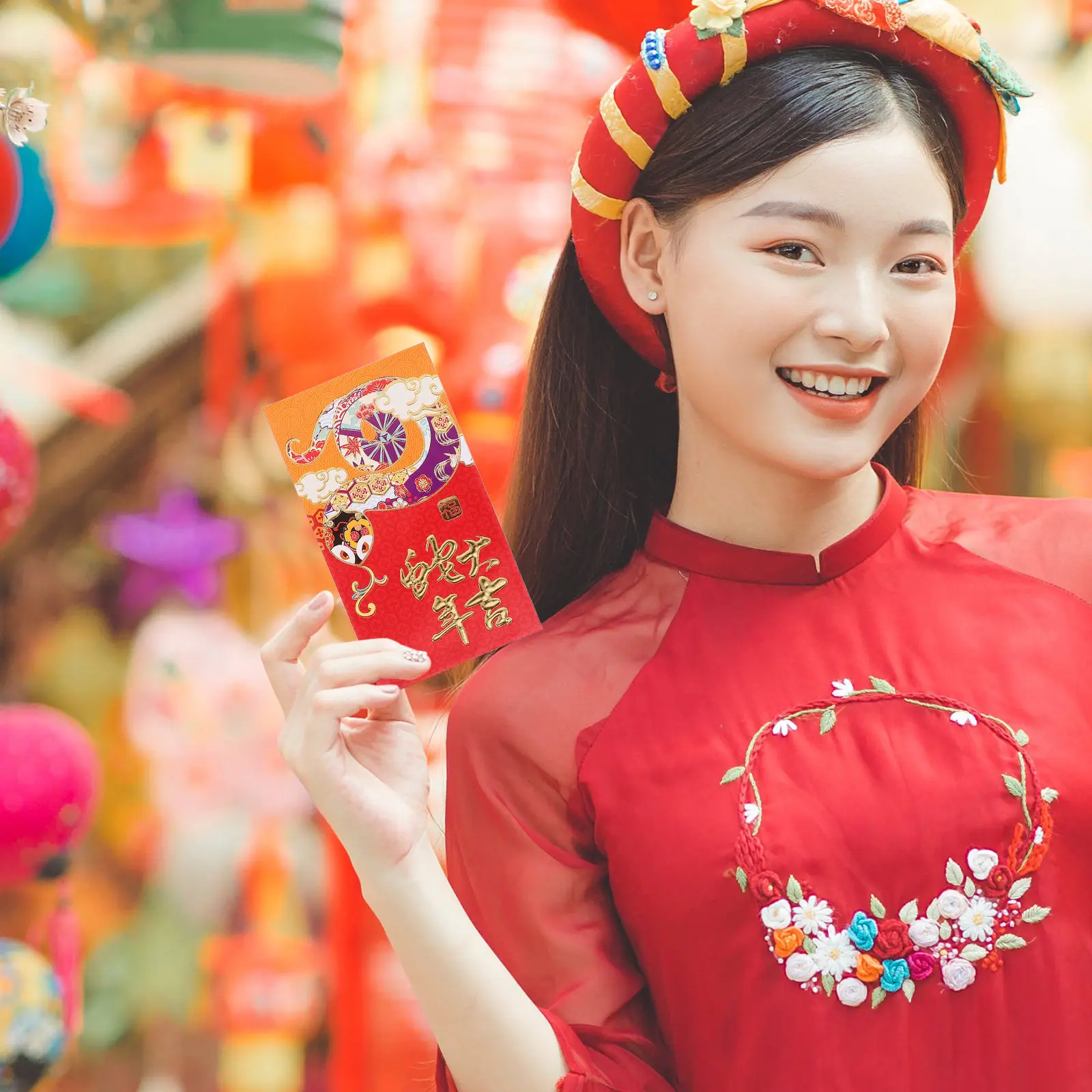 

30Pcs Cartoon Lucky Red Envelopes Chinese Zodiac Year of The Snake Design for Lunar New Year Wedding Celebration Festive Money