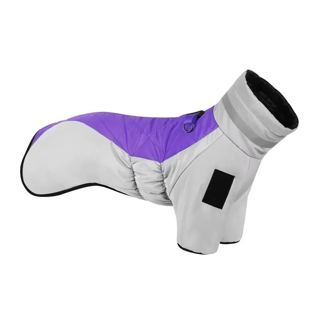 

Winter Warm Dog Down Jacket Waterproof High Collar Large Dog Coat Reflection Golden Retriever Pet Clothing for Medium Large Dogs