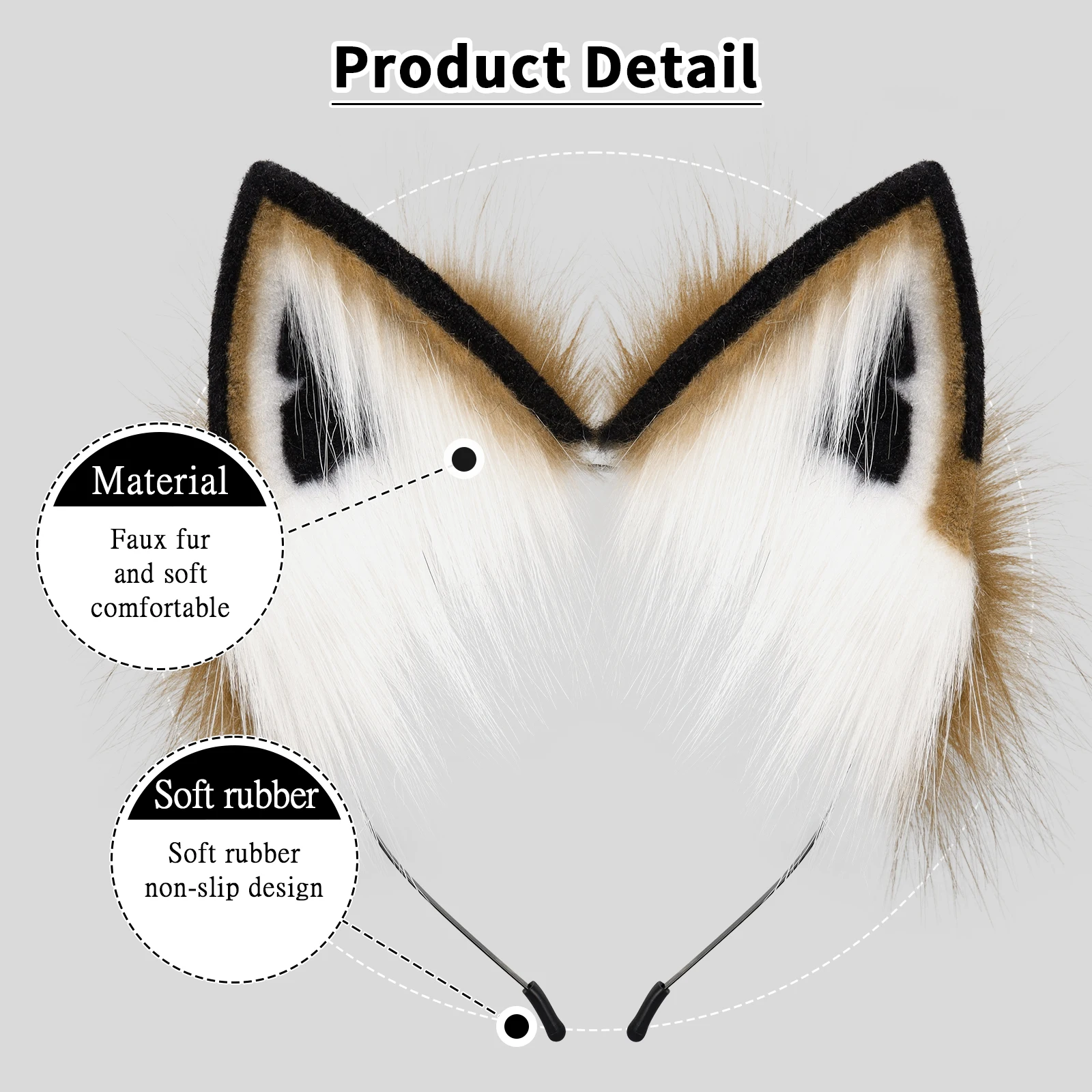 Handmade Faux Fur Fox Wolf Ears Headband Cosplay Party Costume Props