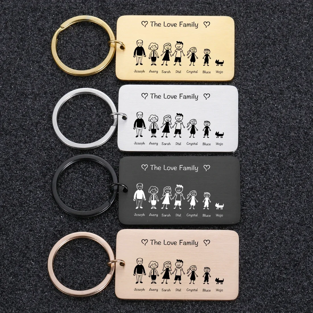 Family Love Keychain Customized Name Personalized Keyring Gift for Him Parents Children Present Bag Charm Families Member Gift