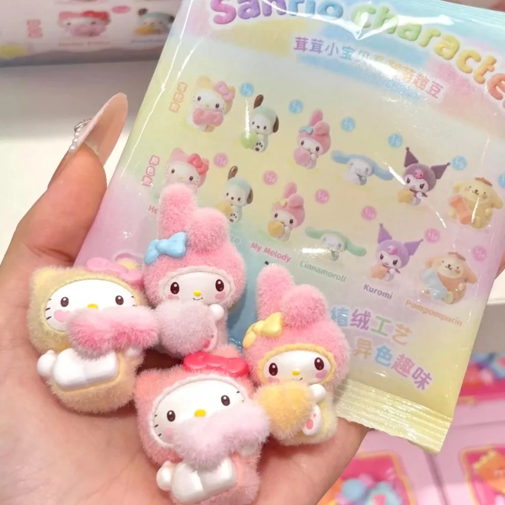 

Sanrio Characters Furry Little Baby Series Surprise Bag Blind Box Toys Kawaii Mini Flocking Figure Desktop Ornament Trendy Gift