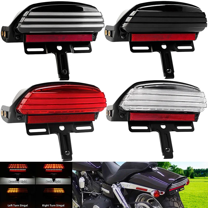 

Motorcycle Rear Fender LED Turn Signal Light Tail Brake Running License Plate For Harley Dyna Fat Bob Softail FXST FXSTB 06-15