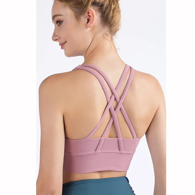 Vnazvnasi 2020 New Fabric Nylon Breathable Women Yoga Tops Bra Solid Color And Sexy Sports Wear Outdoor Exercise Clothes