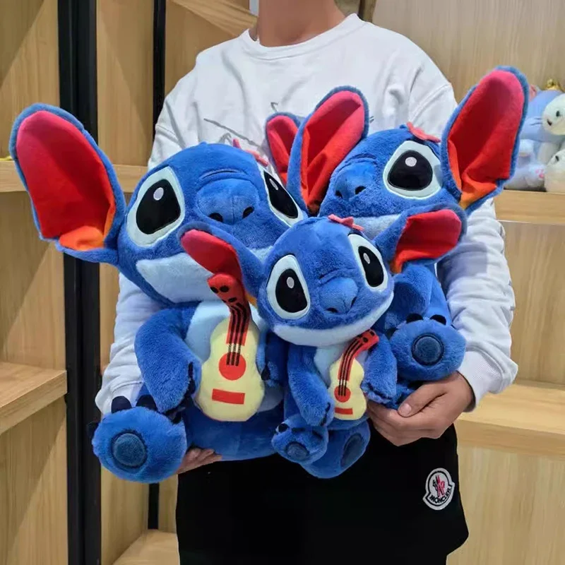 30/50cm Lilo and Stitch Disney Plush Toys Guitar Music Cute Anime Stich Doll Stuffed Pillow Plushie Soft Gift for Children