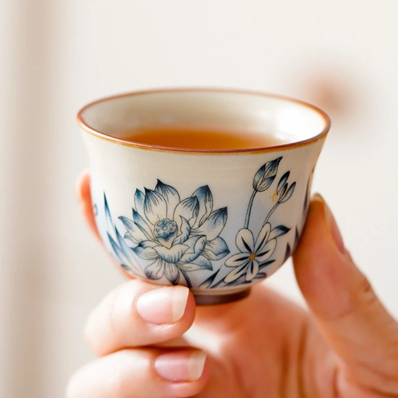 Chinesische Keramik Tee Tasse Handgemachte Lotus Teetasse Haushalt Persönliche Tee Schüssel Schönheit Meditation Tasse Teegeschirr Zubehör