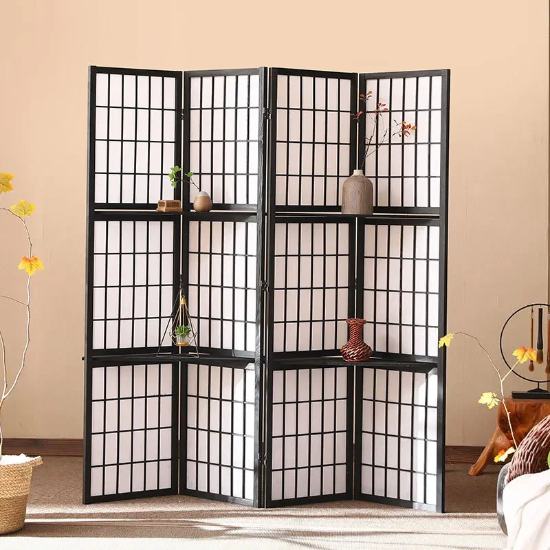 Preferred Japanese-style screen partition wall, living room folding mobile bedroom, shading tea room, solid wood antique entranc