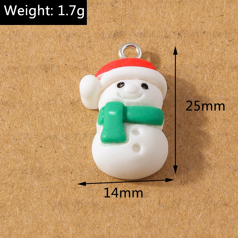 10 Stück Cartoon-Weihnachtsanhänger Schneemann Weihnachtsmann Hirsch Anhänger für die Herstellung von Ohrringen Halsketten DIY Weihnachtsgeschenk Schmuckzubehör – Detail 2