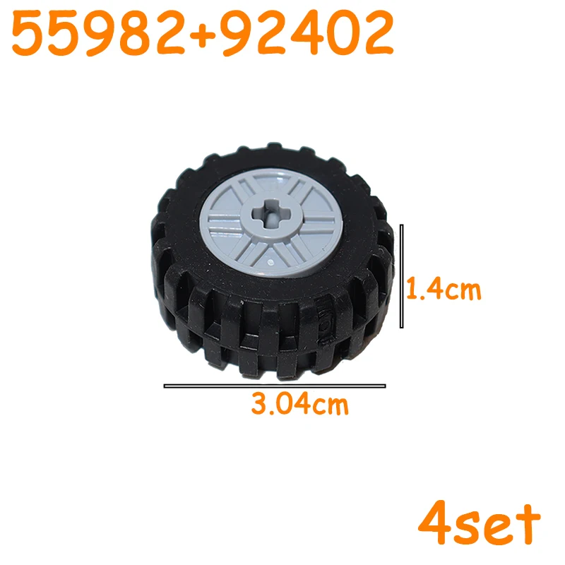 Technisches Reifenrad, Auto-LKW-Räder, Nabe, Steine, MOC, Motorrad-Reifen und Felgenbausteine, 56145, 44309, 86652, 32019 15038 23798