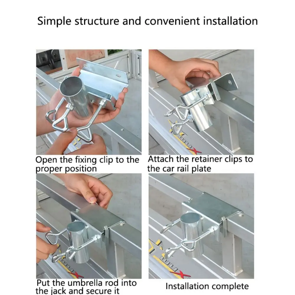 Adjustable Umbrella Clamp Bracket Water-proof Easy To Install Deck Umbrella Mount Shock-proof Stable Umbrella Stands Railings