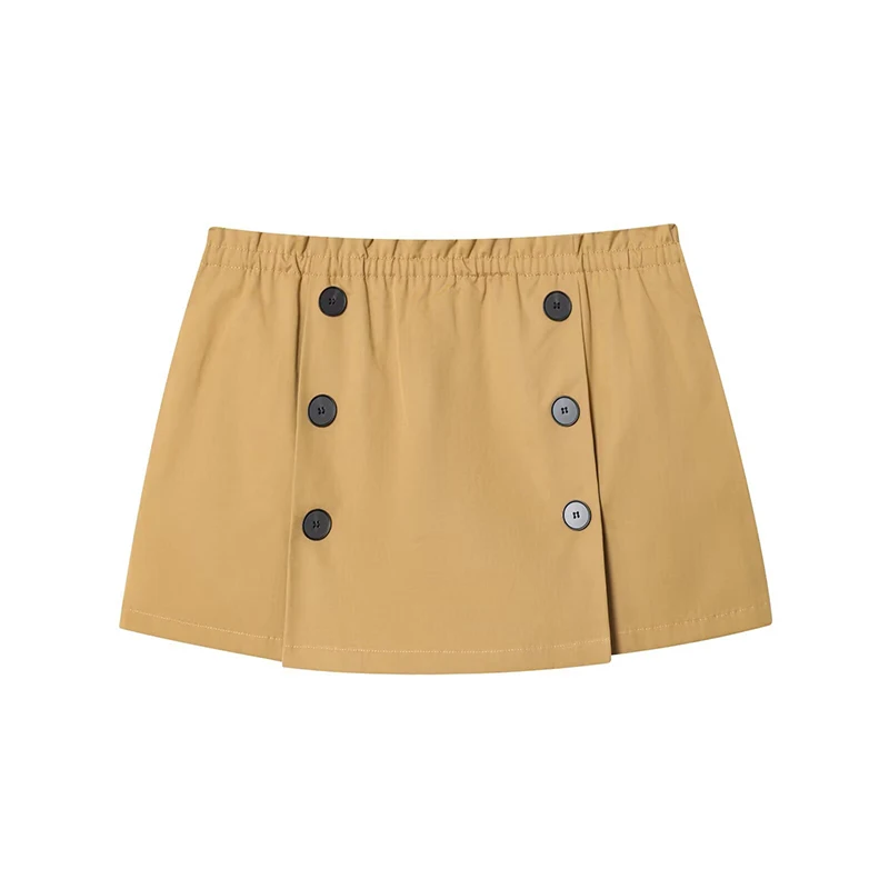 YENKYE voorste knop elastische taille shorts rokken voor dames skort