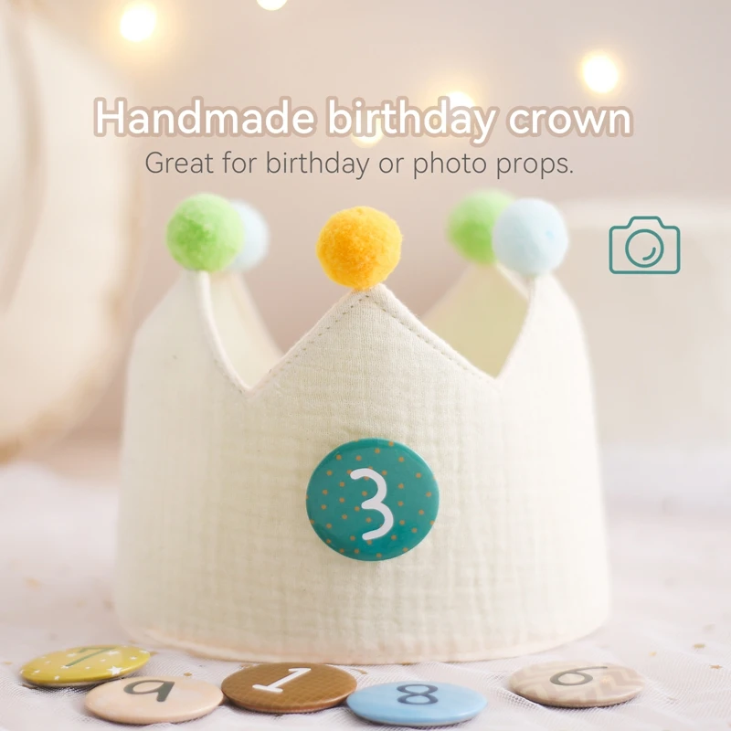 Chapeau de ixd\'Anniversaire pour Bébé, Couronne Colorée, Bandeau de Sauna, Bannière de Gâteau, Accessoires de Photographie, Cadeaux Décoratifs