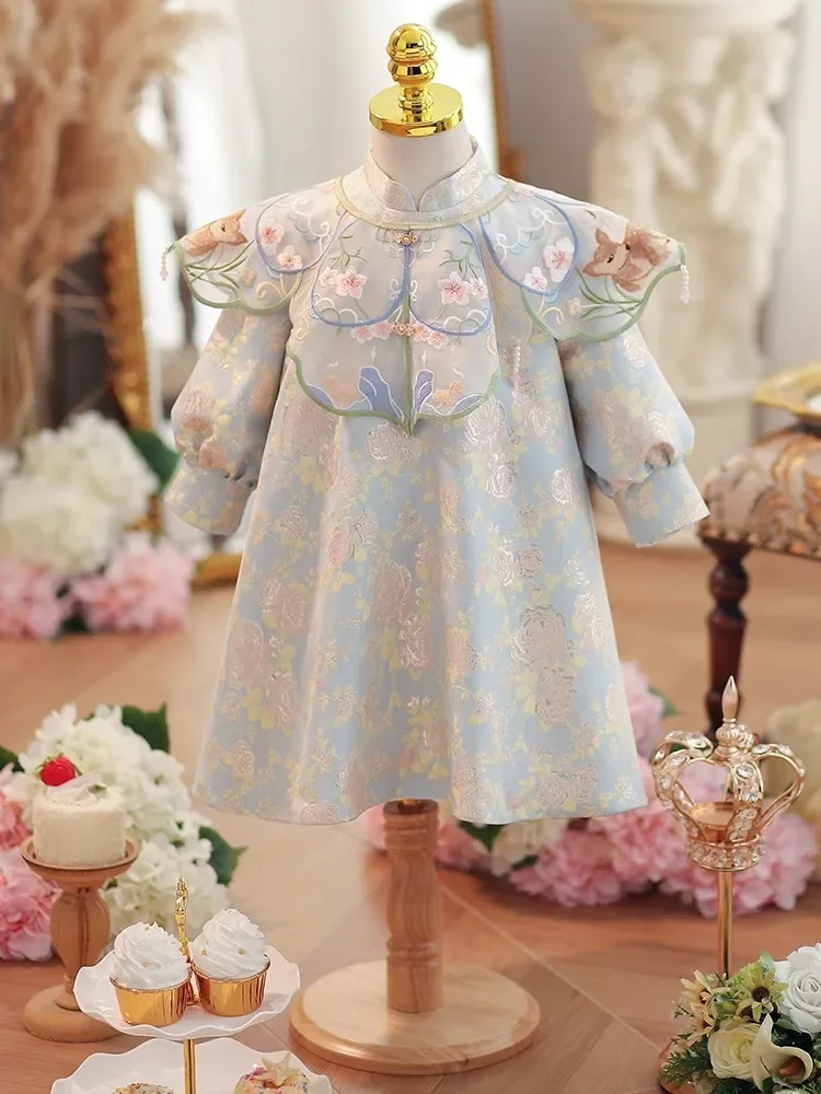 Baby Girl Long Sleeve Tang Suit Clothes Girl Chinese Style Traditional  Birthday Princess Dress  summer