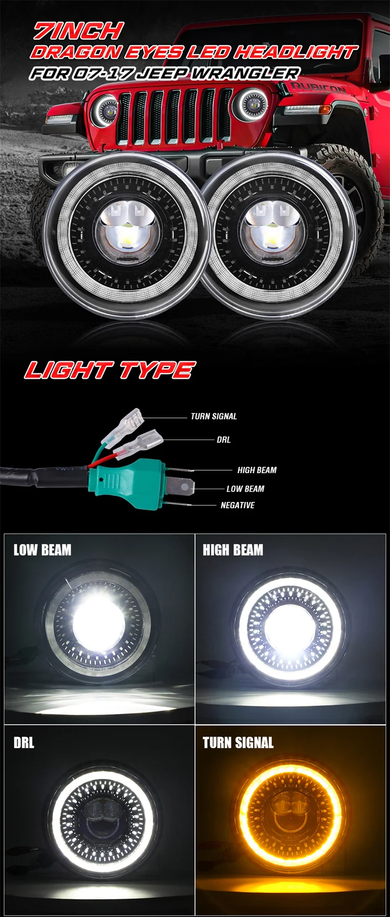 7 Inch LED Headlights Filed 4x4 Turn Signal Round HeadLight for Land Rover Defender Lada Niva 4X4 Uaz Hunter Mazda Miata MX5