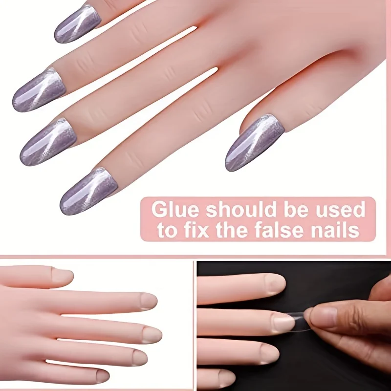 1-spijkeractiviteit Fake Hand Practice Fake Hand Buigbare positionering Fake Hand Model Rechterhand Nageloefening Acrylnagels