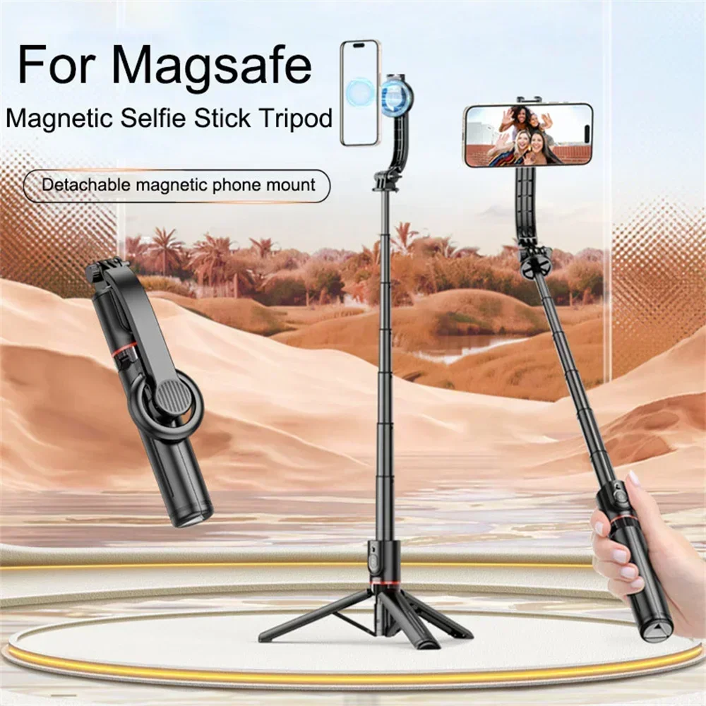 Magnetischer ausziehbarer Selfie-Stick-Stativhalter mit kabelloser Bluetooth-Fernbedienung für Magsafe IPhone Android Portable Mount