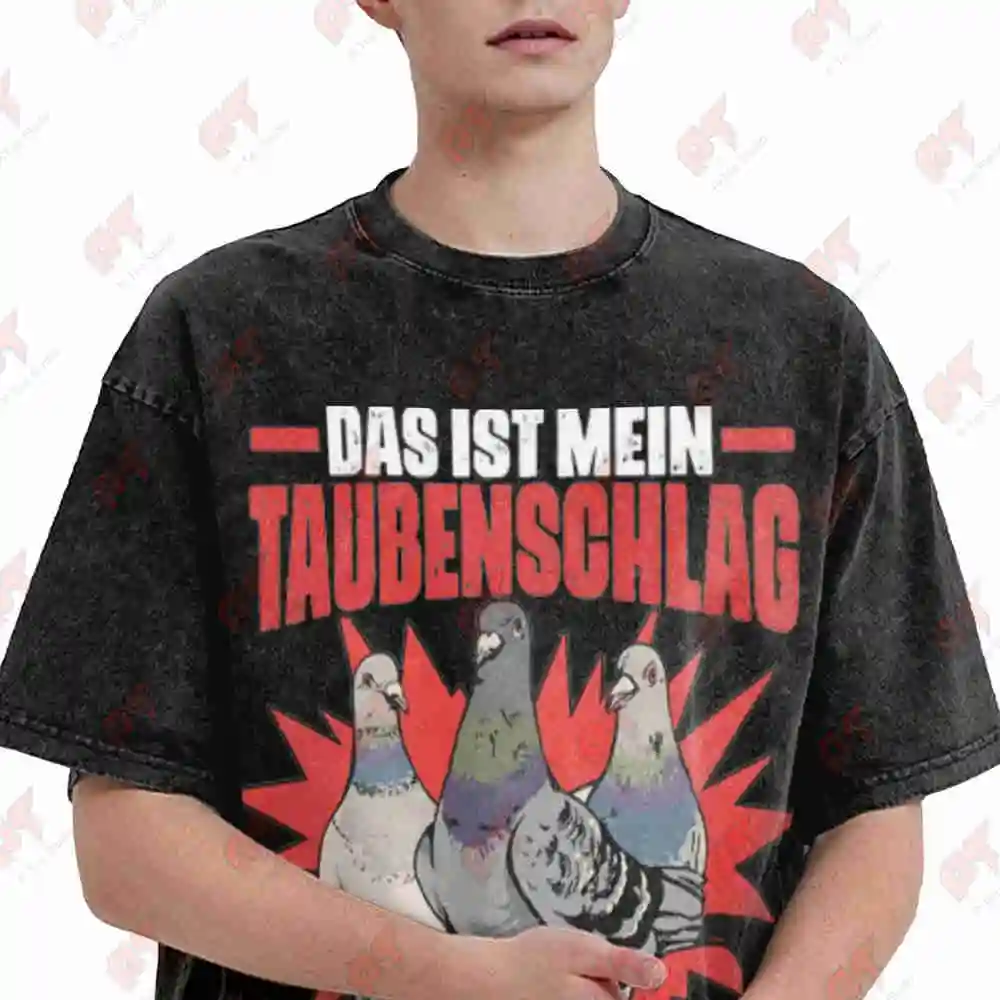 German Pigeon Tausend schlag Vintage Washed Tee Pure Cotton T-Shirt