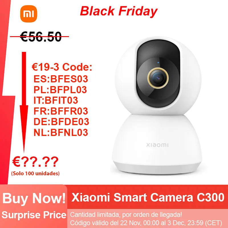 2022 New Xiaomi Smart Camera C300, 3 Million Pixels Mi Home App Control for Home Security 360 Angle Smart Camcorder