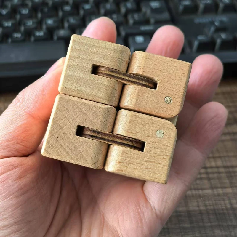 Wooden Infinity Cube Hand Toys For Autism Anxiety Stress Relief Toys Cool Stuff Gadgets Kids Adults Juguetes Antiestres Ansiedad