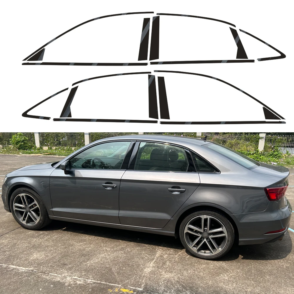 Naklejka na listwy okienne Chrome Delete do Audi A3 8V 2013-2020 sedan, czarna błyszcząca/matowa, naklejka…