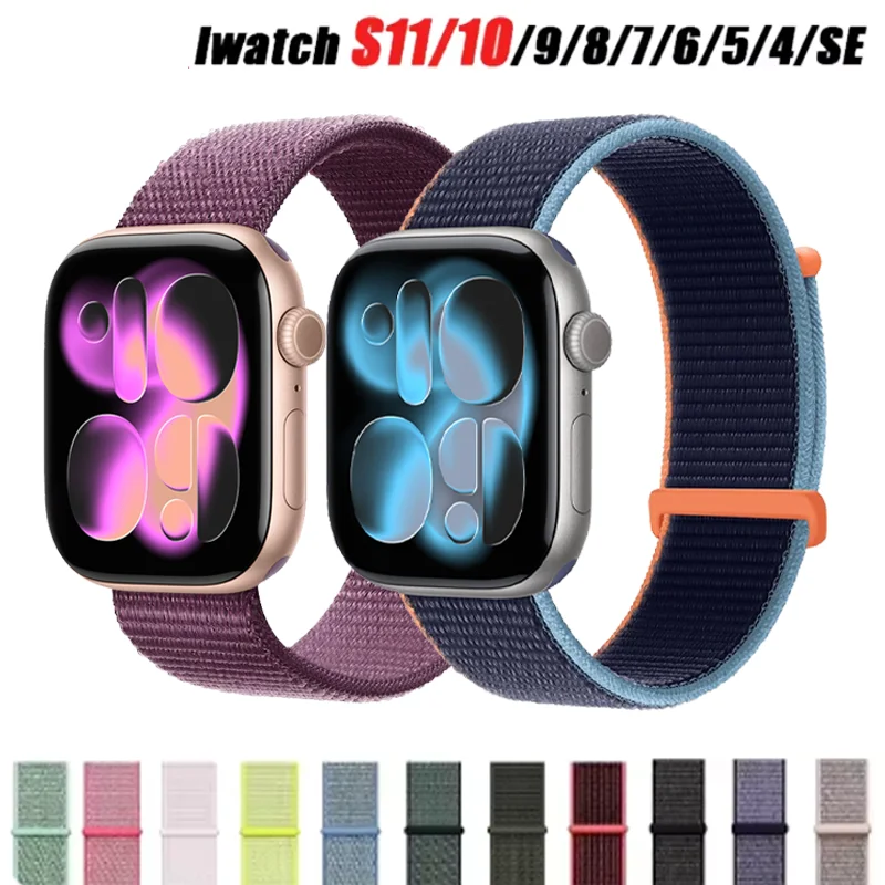 2025 Nylon Loop for Apple Watch Band 49mm 46mm 40mm 44mm 45mm 42mm 41mm S11 Bracelet IWatch 11/10/9/8/7/6/5/4/SE/Ultra 3/2 Strap