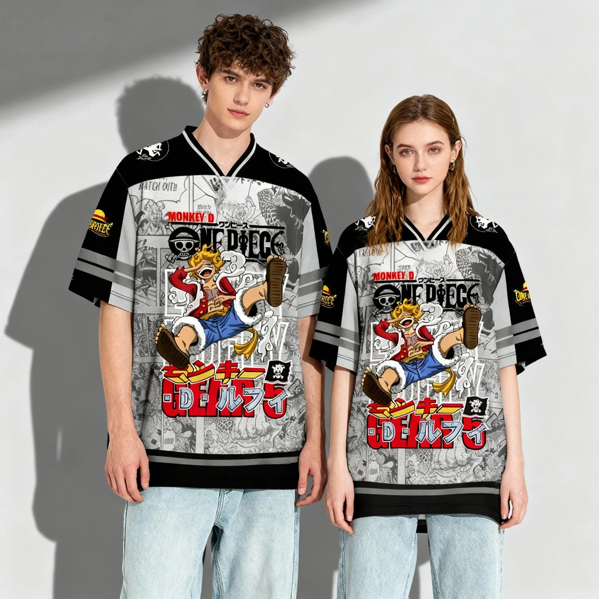 

Bandai One Piece Series Sports Jerseys Cool Street Summer T-shirts Oversized Men's and Women's Adult Tops New Hot Selling Items