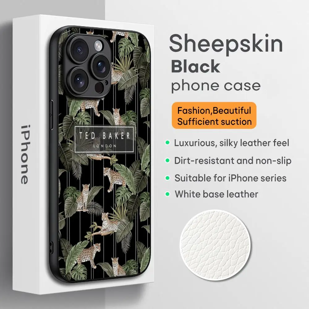 

Cool Ted-Baker design ins Phone Case For iPhone 16 15 14 13 12 11 Plus Pro Max High-end Luxury Black hard case Sheepskin