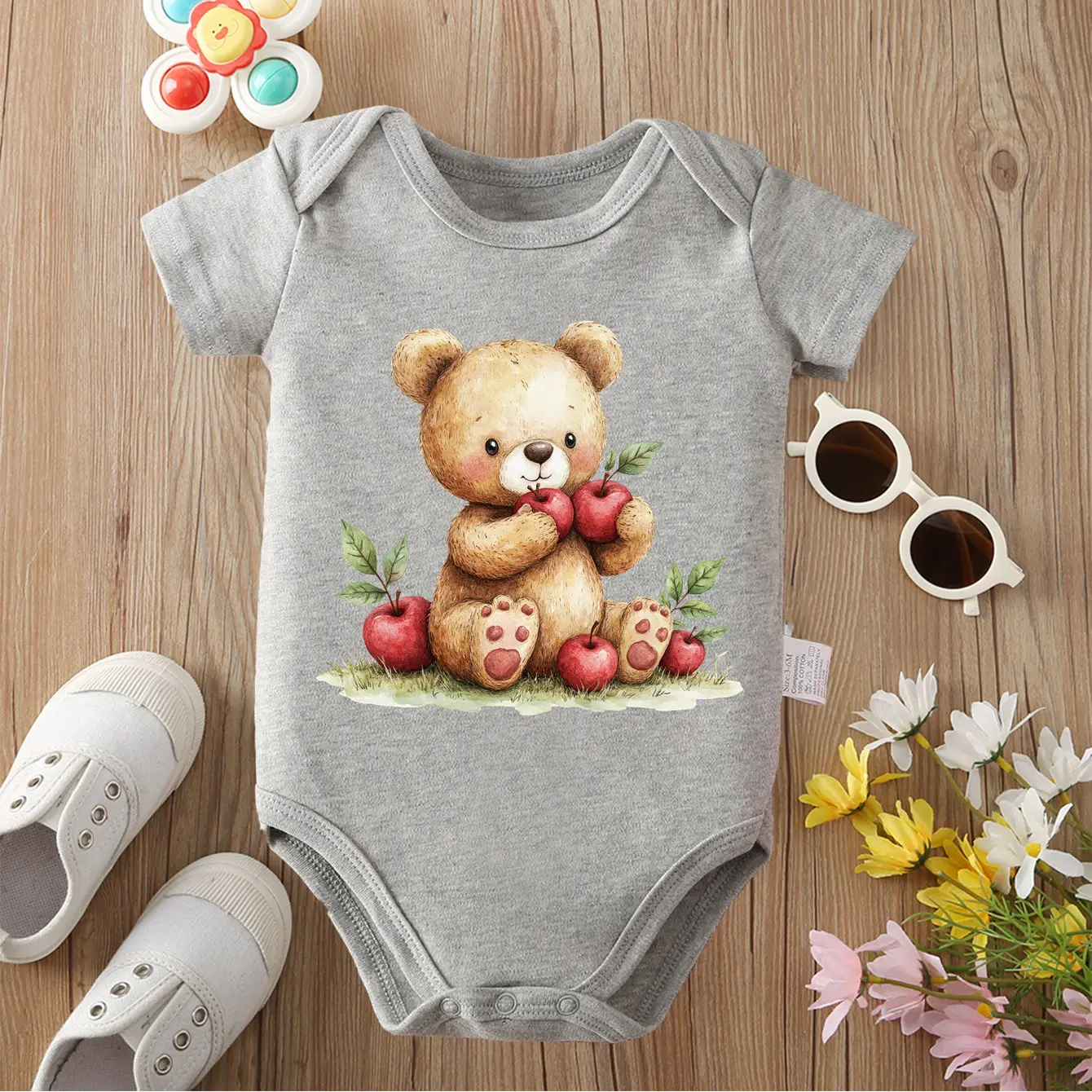 

Ткань из чистого хлопка Baby Like Apple, удобный комбинезон с изысканным принтом для ребенка, комбинезон для новорожденных от 0 до 12 месяцев