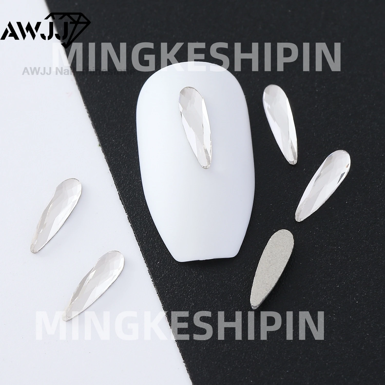 100/500pcs 3*10mm Drop-Shaped Flat Back Glue-On Rhinestones Decoration Sparkling High Quality for Nails, Clothing & DIY Crafts