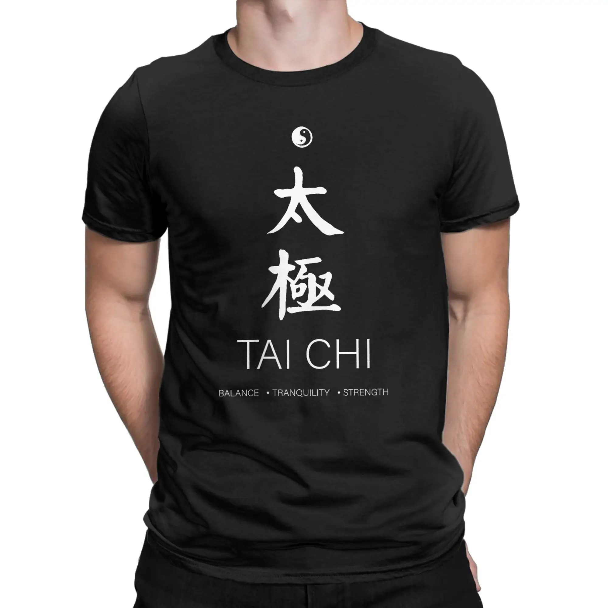 Tai Chi Meditation Martial Arts Zen Balance Men's T Shirt  Vintage Tees Short Sleeve Crewneck T-Shirts Cotton Classic Clothes