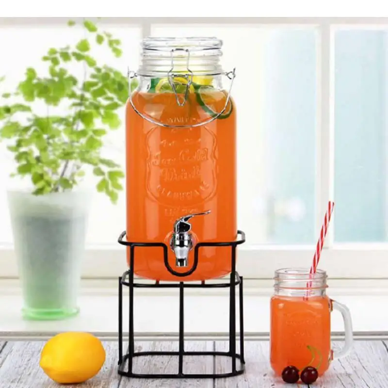 Glass Jar Sealed Juice Can with Faucet Pot Soaking Wine Storage Container Bottles