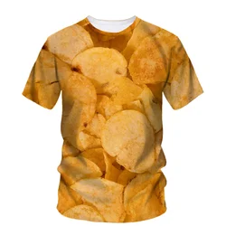 Creative Potato Chip 3d Printed T-shirt Summer Men's Short Sleeve Fashion Popcorn Noodles Graphic Tees Loose Casual Loose Tops