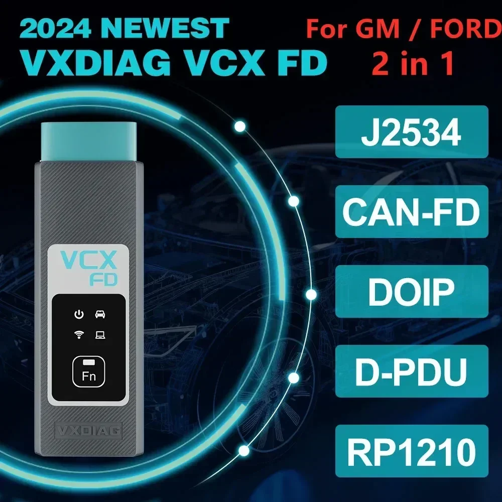 VXDIAG VCX CAN FD for GM for Ford/Mazda 2 in 1 Car OBD2 Diagnostic Tools ECU Coding J2534 Programming Support CAN FD DoIP