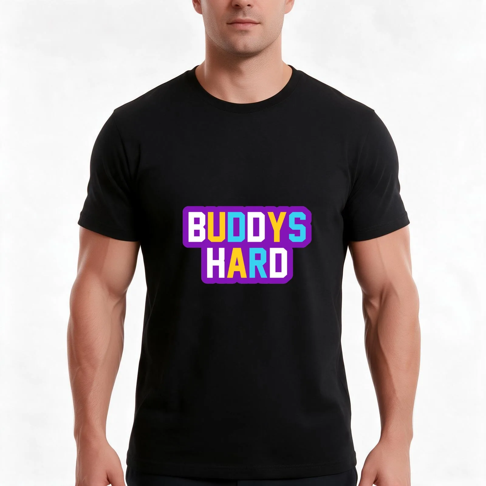 Buddy's Hard T-Shirt, Summer Casual Cotton Tee, Oversized Streetwear Tops, Vintage Graphic Print, Loose Fit Short Sleeve
