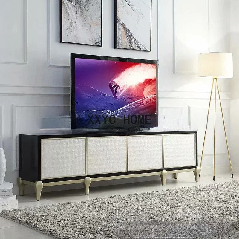 Simple Modern Solid Wood Living Room Light Luxury Shell Audiovisual Cabinet Four-Door Locker