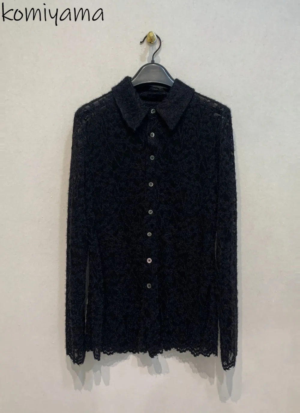 

Autumn New Long Sleeve T Shirts Japan Mesh Lace Ropa De Mujer Single Breasted Roupas Bottomed Clothes Woman 2025 Laple Tops