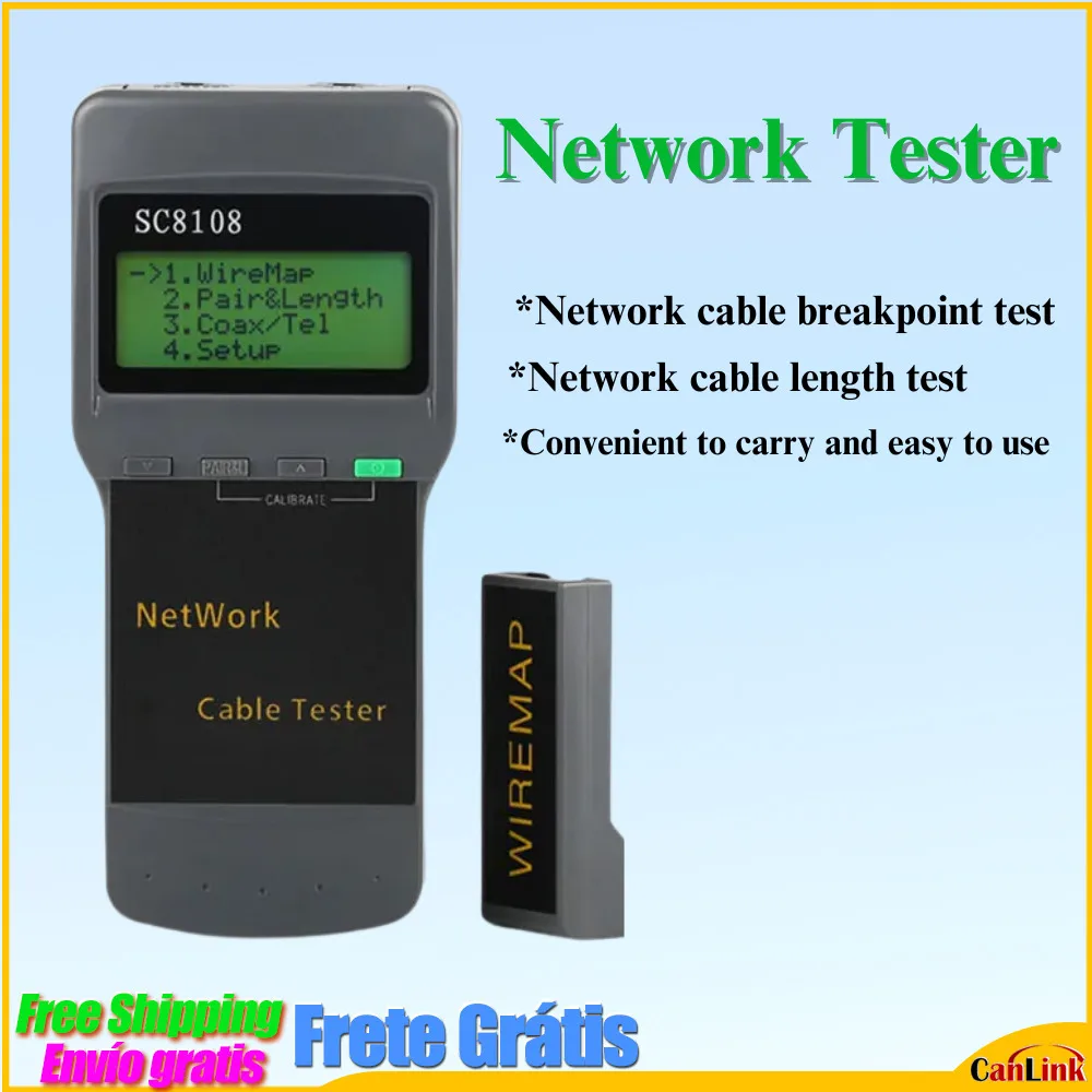 عداد شبكة لاسلكية محمول مع شاشة LCD ، جهاز اختبار كابل الهاتف LAN ، SC ، RJ45 ، CAT5e ، RJ45