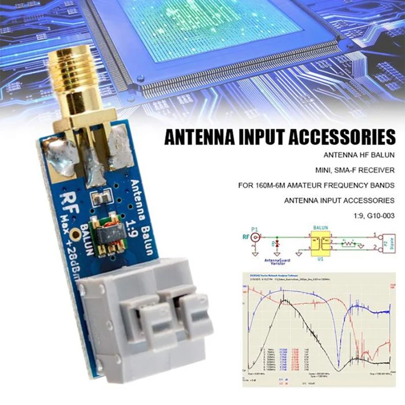 1:9 Antenna HF Balun G10-003 SMA-F Receiver For Mini 160M-6M Amateur Frequency Bands