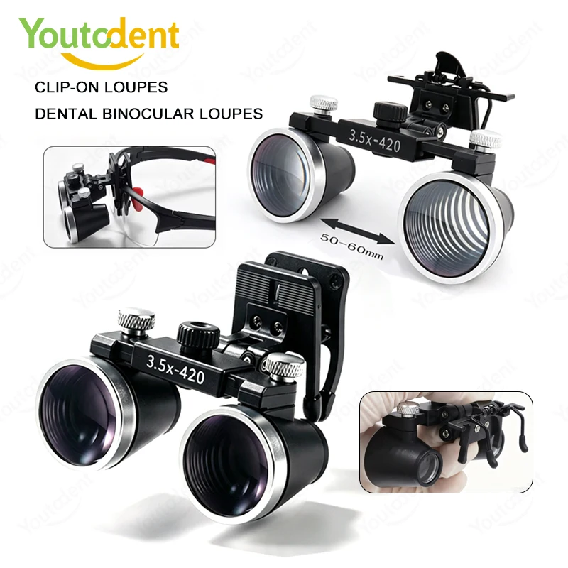 Clip‑on Dental Binocular Loupes 2.5X 3.5X Magnifier for Dentistry Surgical Medical Operation Eyeglass Mount Magnifying Glass
