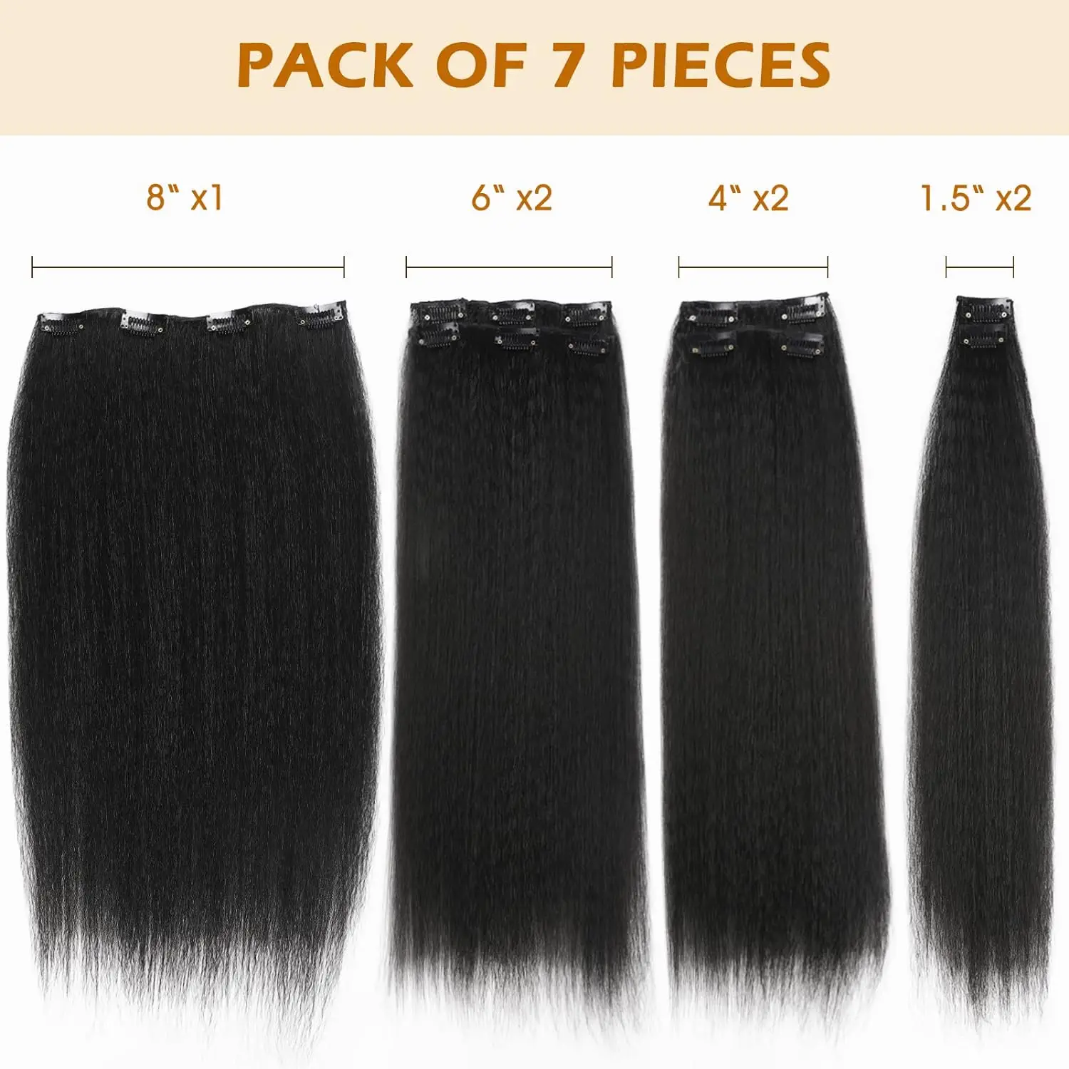 Peruki syntetyczne 12–26 cali 7 sztuk Yaki Kinky Straight Clip In Hair Extensions Black Hair For Black Women Lady Daily Party Use