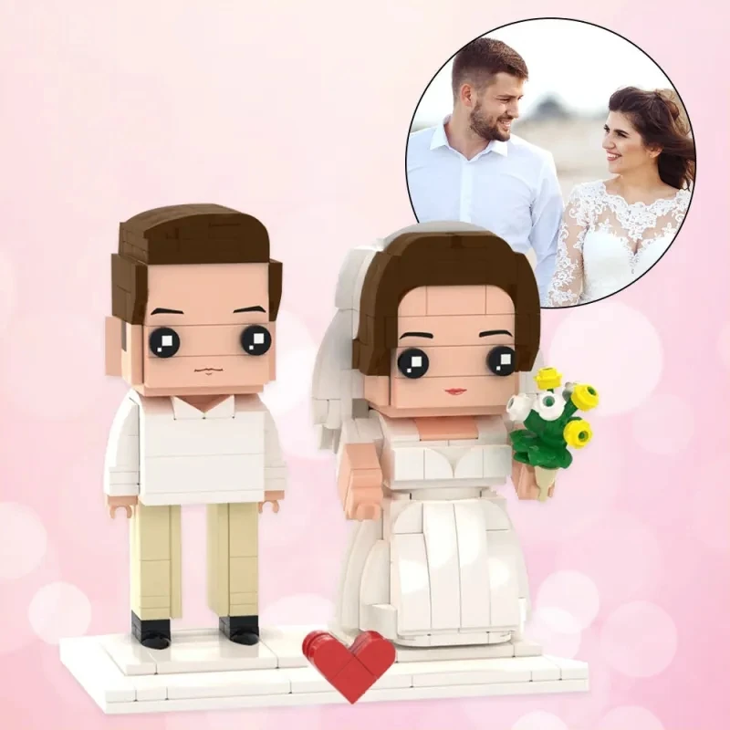 

We Get Married Fully Body Customizable 2 People Custom Brick Figures Brick Me Figures Valentine's Day Gifts Granules Photo