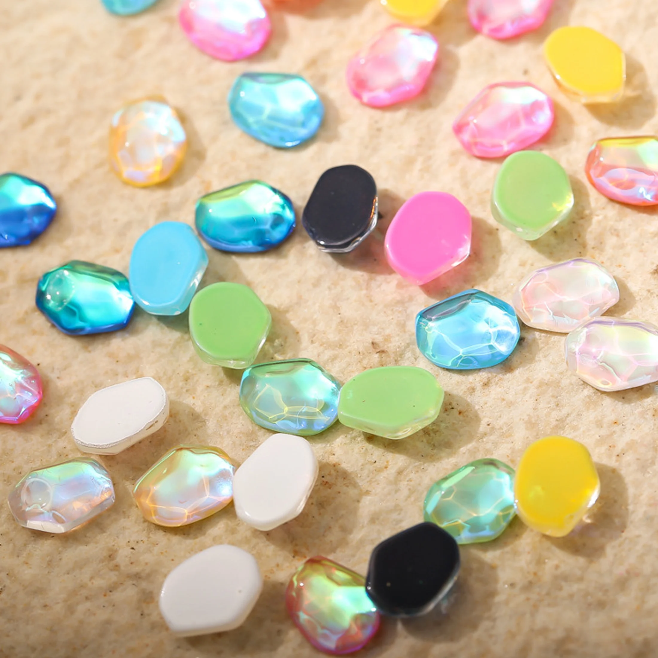 20 szt. Ozdoby do paznokci, szklane diamenty, nieregularne kryształki, blok lodu, powłoka AB Aurora, laserowe naklejki jubilerskie Mocha Bean