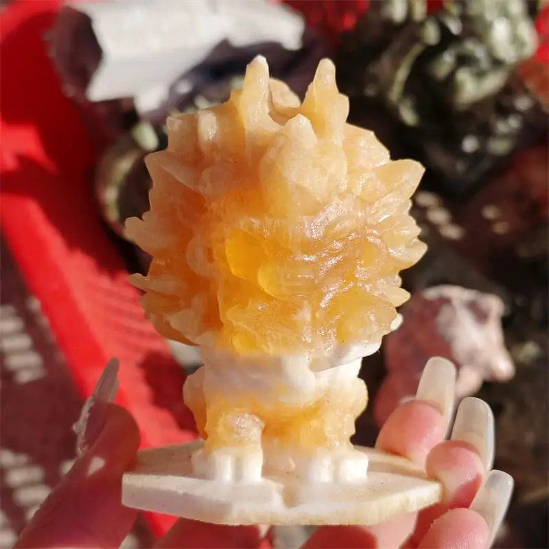 Natural Orange Calcite Pixiu Carving Reiki Faith Handicraft Ornaments Healing Home Decoration Gift 1PCS