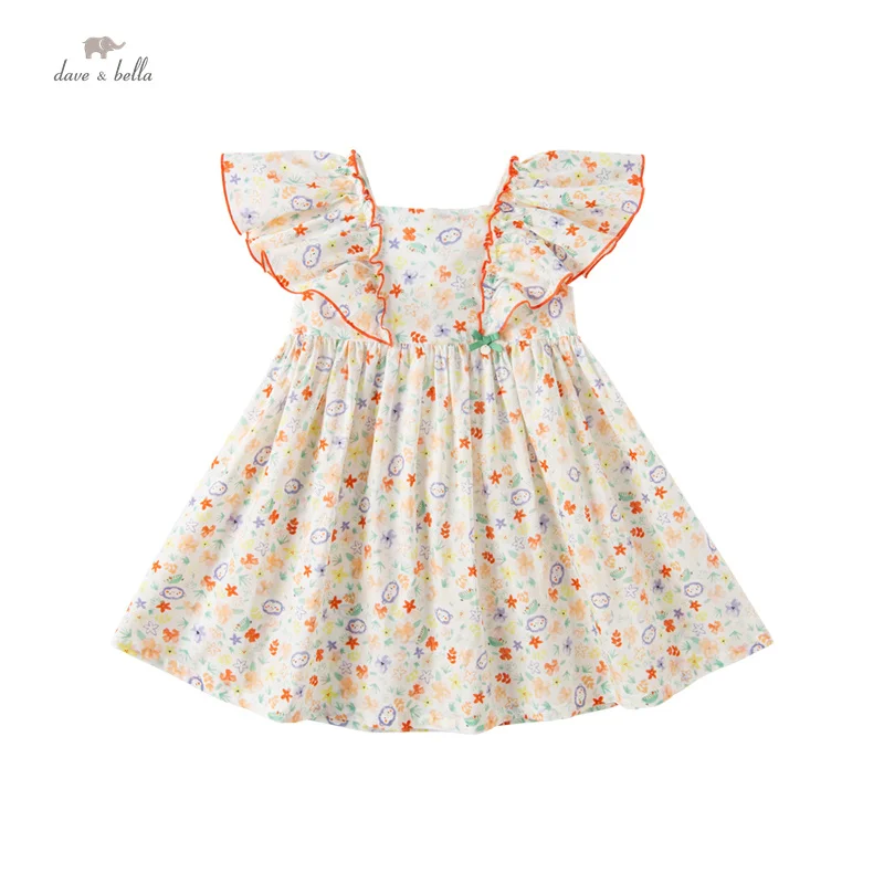 Dave Bella Girl's Dress Children's Baby Summer Casual Cotton Ventilate Floral Cute Princess Party Outdoors DB2235165