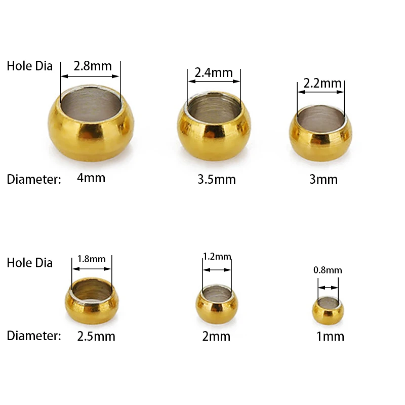 100 teile/los Edelstahl End Stopper Spacer Perlen Crimp End Positionierung Ball Perlen Für Diy Schmuck Machen Zubehör – Detail 2