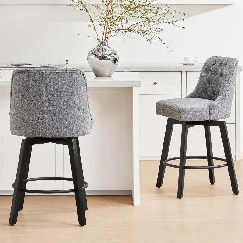 

Counter Height Swivel Barstools with Back 26" H Seat Height Upholstered Fabric Bar Stools for Kitchen Island Set of 2